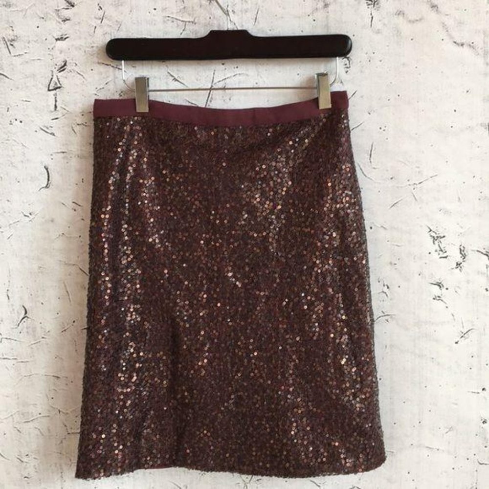 J CREW BURGANDY SEQUIN SKIRT 0